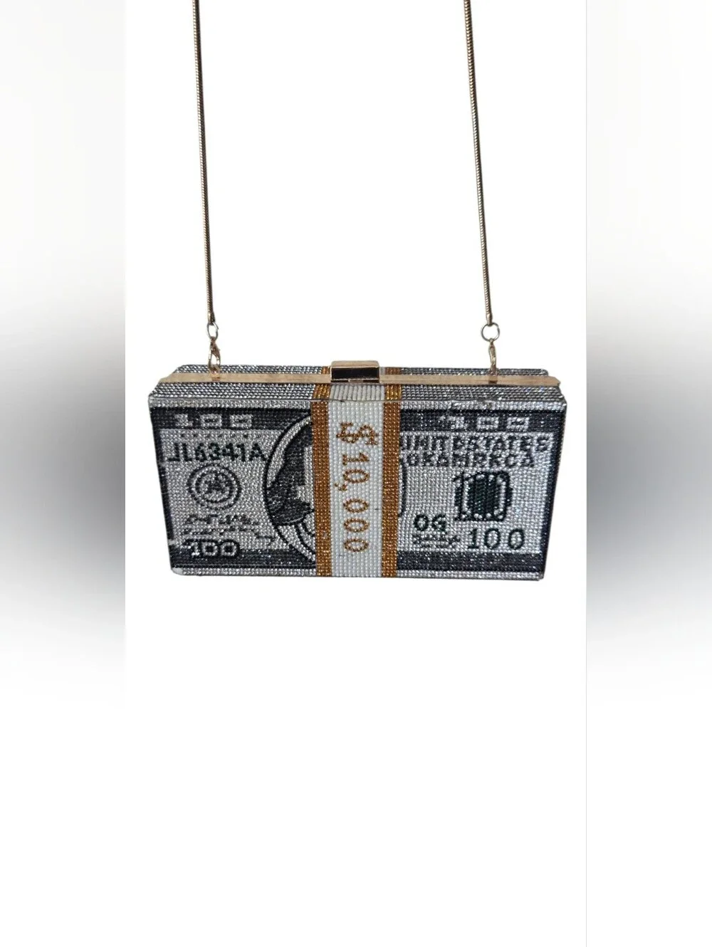 Sparkling Rhinestone $10k Money Stack Clutch Purse